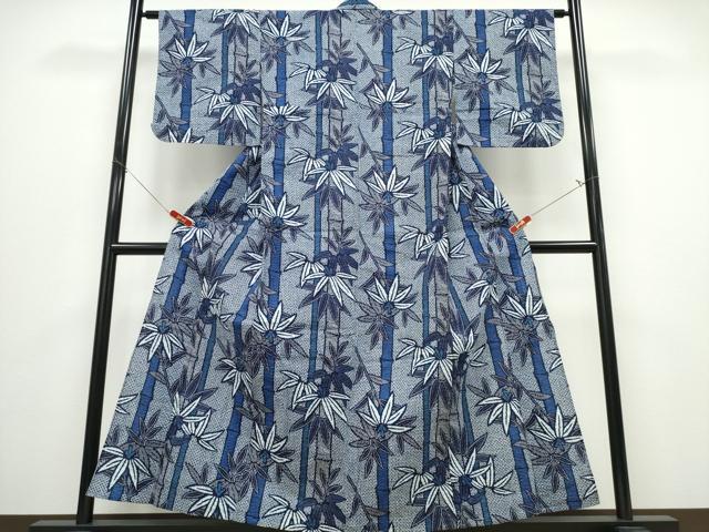 平和屋着物∴夏物 浴衣 笹竹文 リップル生地 綿 逸品 CABD2770ng