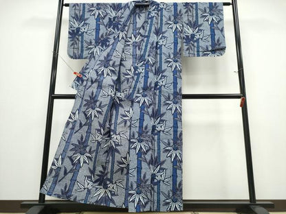 平和屋着物∴夏物 浴衣 笹竹文 リップル生地 綿 逸品 CABD2770ng