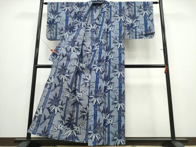 平和屋着物∴夏物 浴衣 笹竹文 リップル生地 綿 逸品 CABD2770ng