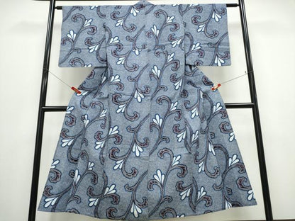 平和屋着物∴夏物 浴衣 唐草文 リップル生地 綿 逸品 CABD2772ng