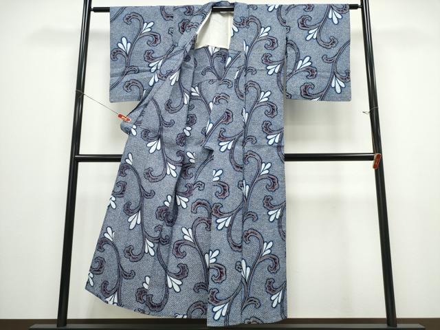 平和屋着物∴夏物 浴衣 唐草文 リップル生地 綿 逸品 CABD2772ng