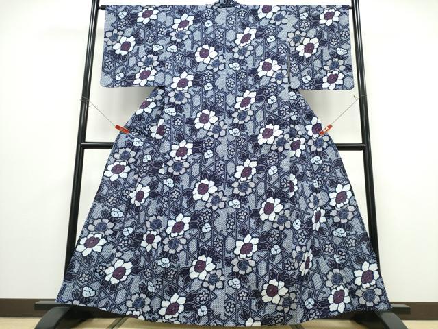 平和屋着物∴夏物 浴衣 籬花文 リップル生地 綿 逸品 未使用 CABD2773ng