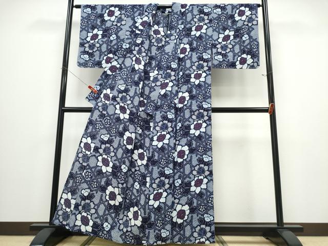 平和屋着物∴夏物 浴衣 籬花文 リップル生地 綿 逸品 未使用 CABD2773ng