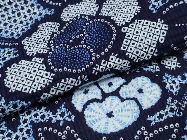 平和屋着物∴夏物 浴衣 籬花文 リップル生地 綿 逸品 未使用 CABD2773ng