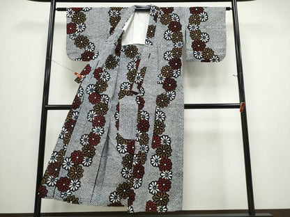 平和屋着物∴夏物 浴衣 舞菊文 リップル生地 綿 逸品 CABD2776ng