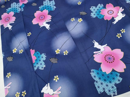 平和屋着物∴夏物 女の子 浴衣 兎 舞桜 綿 逸品 CABD2777ng