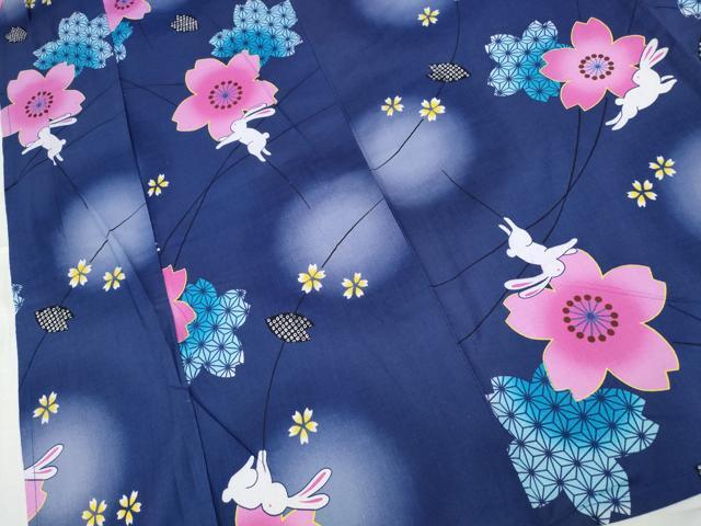 平和屋着物∴夏物 女の子 浴衣 兎 舞桜 綿 逸品 CABD2777ng
