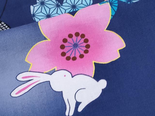 平和屋着物∴夏物 女の子 浴衣 兎 舞桜 綿 逸品 CABD2777ng