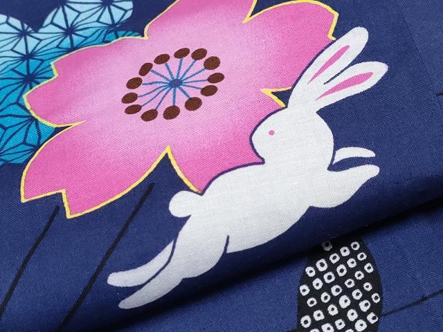 平和屋着物∴夏物 女の子 浴衣 兎 舞桜 綿 逸品 CABD2777ng