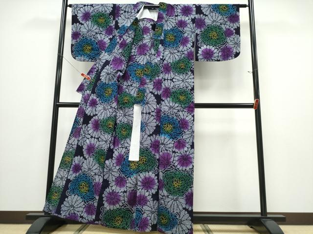 平和屋着物∴夏物 浴衣 注染 手染め 手縫い 舞菊尽くし 綿 逸品 CABD2785ng