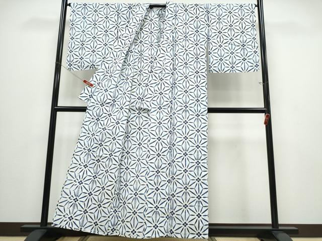平和屋着物∴夏物　浴衣　注染　手染め　手縫い　麻の葉文様　綿　逸品　CABD2786ng 平和屋着物∴夏物 浴衣 注染 手染め 手縫い 麻の葉文様 綿 逸品 CABD2786ng