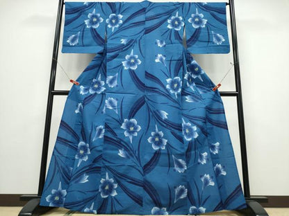 平和屋着物∴夏物 浴衣 注染 ゆり 草花文 日本製 綿 逸品 CABD2787ng