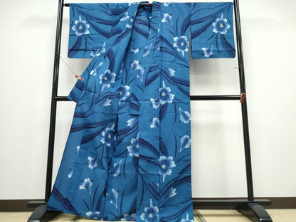 平和屋着物∴夏物 浴衣 注染 ゆり 草花文 日本製 綿 逸品 CABD2787ng