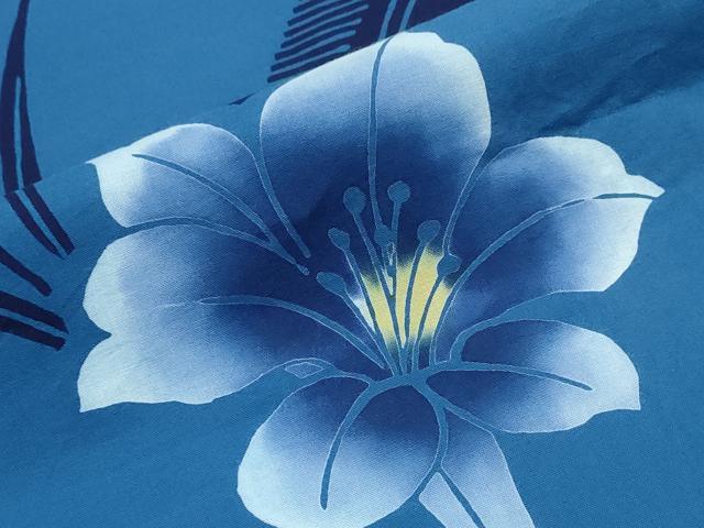 平和屋着物∴夏物 浴衣 注染 ゆり 草花文 日本製 綿 逸品 CABD2787ng