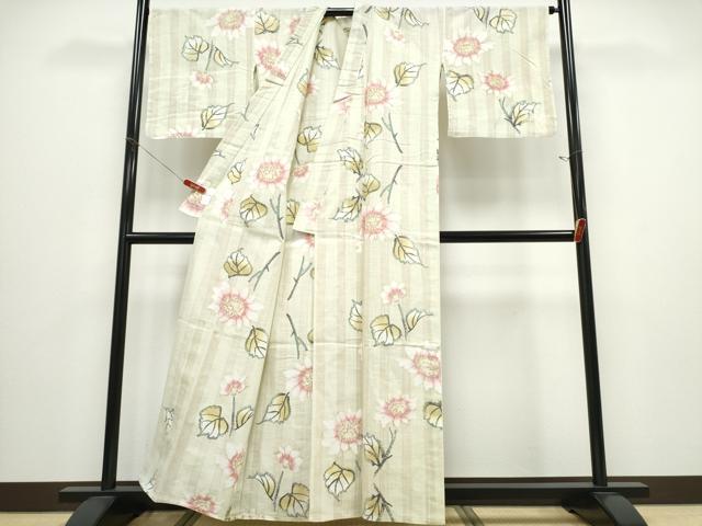 平和屋着物∴世界的ファッションデザイナー 山本寛斎 kansaiブランド 夏物 浴衣 枝花文 綿 逸品 CABD2788ng