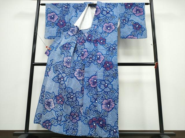平和屋着物∴夏物 浴衣 有松鳴海絞り 枝椿 綿 逸品 CABD2793ng