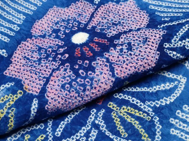 平和屋着物∴夏物 浴衣 有松鳴海絞り 枝椿 綿 逸品 CABD2793ng