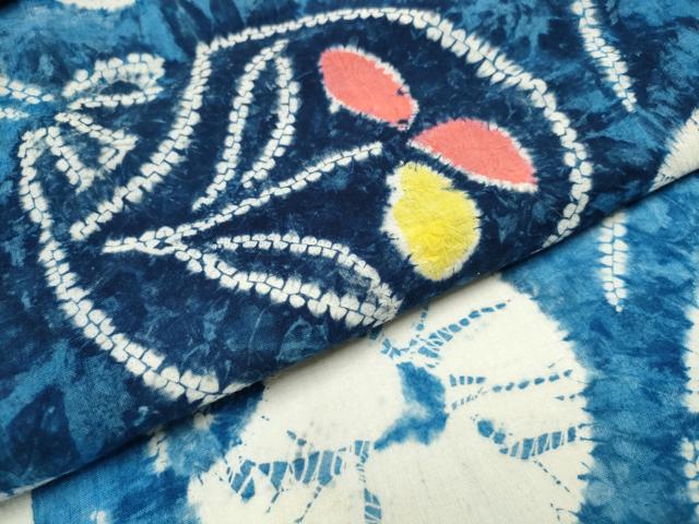 平和屋着物∴夏物 浴衣 有松鳴海絞り 団扇花文 綿 逸品 CABD2795ng