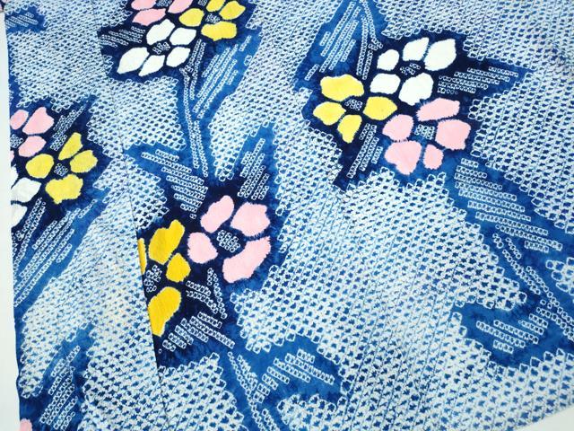 平和屋着物∴夏物 浴衣 有松鳴海絞り 草花文 綿 逸品 未使用 CABD2797ng