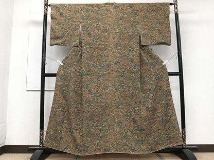 平和屋着物■上質な小紋　更紗花鳥文　正絹　逸品　CABD2837xi