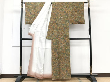 平和屋着物■上質な小紋　更紗花鳥文　正絹　逸品　CABD2837xi