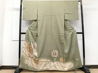 平和屋着物■豪華色留袖 駒刺繍 鏡浦花鳥文 金銀彩 正絹 逸品 CABD2843xi