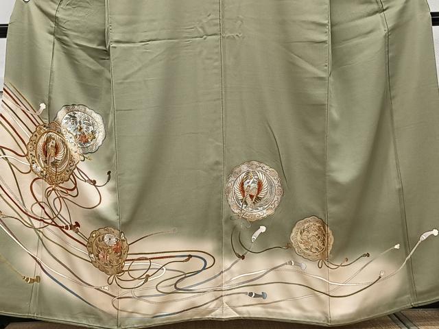 平和屋着物■豪華色留袖 駒刺繍 鏡浦花鳥文 金銀彩 正絹 逸品 CABD2843xi