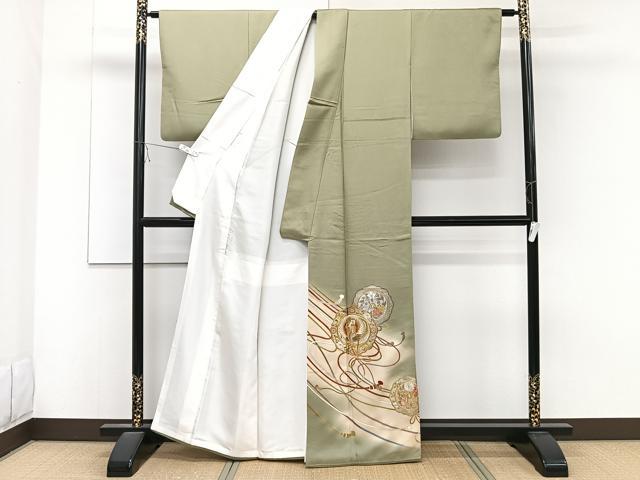 平和屋着物■豪華色留袖 駒刺繍 鏡浦花鳥文 金銀彩 正絹 逸品 CABD2843xi