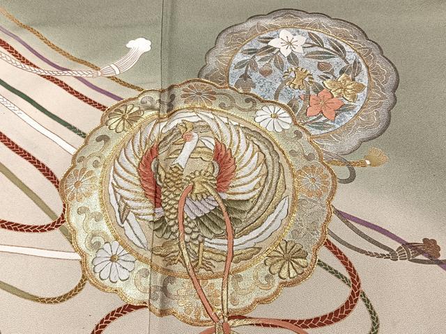 平和屋着物■豪華色留袖 駒刺繍 鏡浦花鳥文 金銀彩 正絹 逸品 CABD2843xi