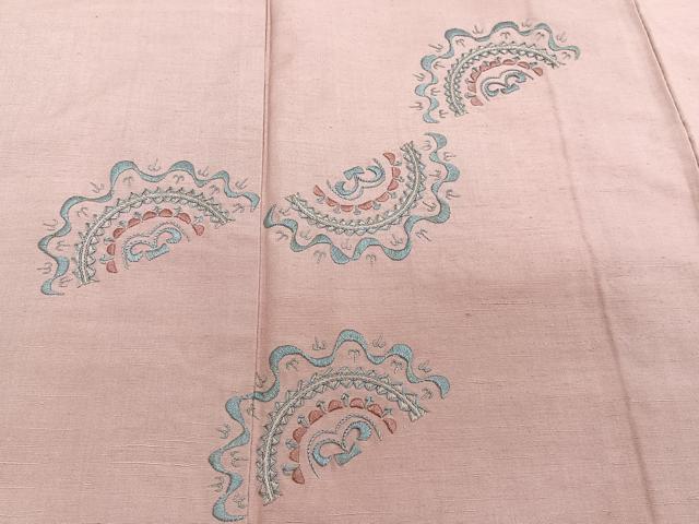 平和屋着物■訪問着 紬地 刺繍 変わり正倉院花文 正絹 逸品 CABD2860xi