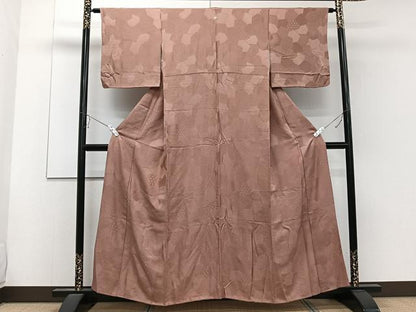 平和屋着物■上質な色無地　切嵌亀甲文　櫨色　小田急扱い　正絹　逸品　CABD2862xi