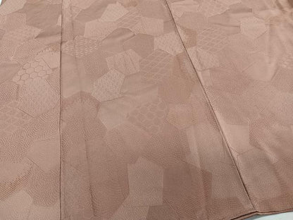 平和屋着物■上質な色無地　切嵌亀甲文　櫨色　小田急扱い　正絹　逸品　CABD2862xi