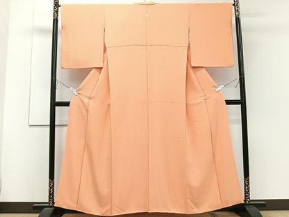 平和屋着物■上質な色無地　黄丹色　正絹　逸品　CABD2878xi