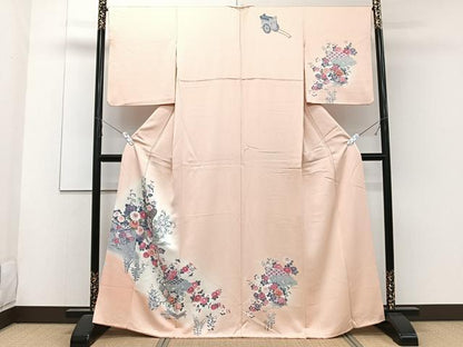平和屋着物■訪問着　御所車花文　金彩　正絹　逸品　CABD2879xi