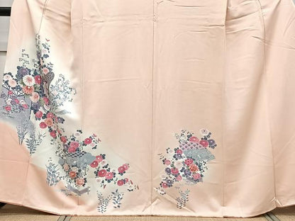 平和屋着物■訪問着　御所車花文　金彩　正絹　逸品　CABD2879xi