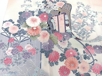 平和屋着物■訪問着　御所車花文　金彩　正絹　逸品　CABD2879xi