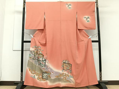 平和屋着物■訪問着　屏風花文　暈し染め　金彩　正絹　逸品　CABD2890xi
