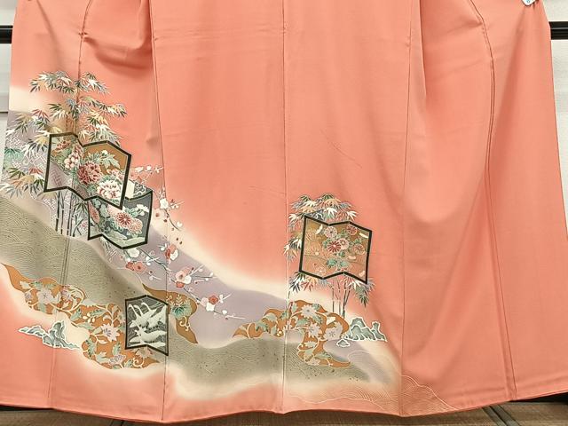 平和屋着物■訪問着　屏風花文　暈し染め　金彩　正絹　逸品　CABD2890xi