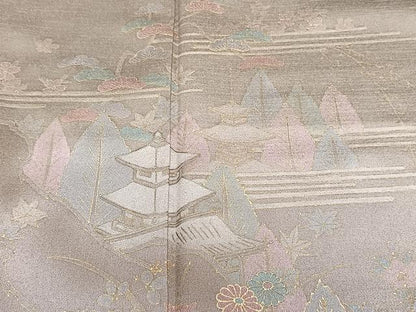 平和屋着物■訪問着　風景文　暈し染め　金彩　正絹　逸品　CABD2893xi