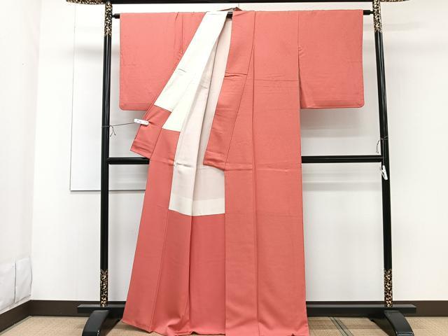 平和屋着物■上質な色無地　浅緋色　正絹　逸品　CABD2911xi