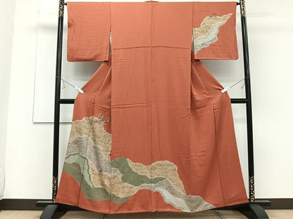 平和屋着物■訪問着　絞り　刺繍　籬花文　金彩　正絹　逸品　CABD2913xi