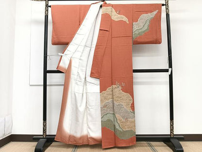 平和屋着物■訪問着　絞り　刺繍　籬花文　金彩　正絹　逸品　CABD2913xi