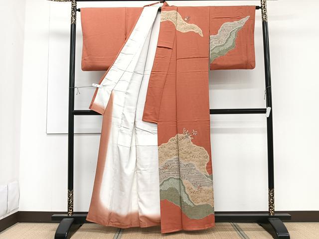 平和屋着物■訪問着　絞り　刺繍　籬花文　金彩　正絹　逸品　CABD2913xi