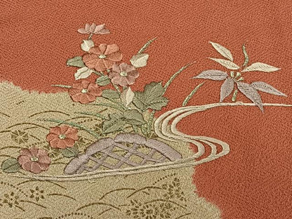 平和屋着物■訪問着　絞り　刺繍　籬花文　金彩　正絹　逸品　CABD2913xi