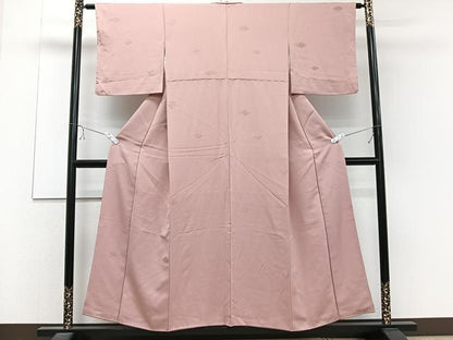 平和屋着物■上質な色無地　菱花文　退紅色　正絹　逸品　CABD2914xi