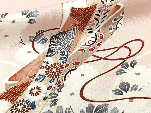 平和屋着物■訪問着　枝垂れ枝花文　文箱　暈し染め　金彩　正絹　逸品　CABD2915xi