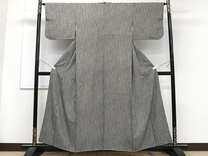 平和屋着物■上質な小紋 竹文 黒地 正絹 逸品 CABD2945xi