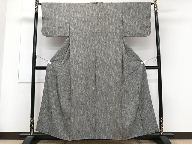 平和屋着物■上質な小紋 竹文 黒地 正絹 逸品 CABD2945xi