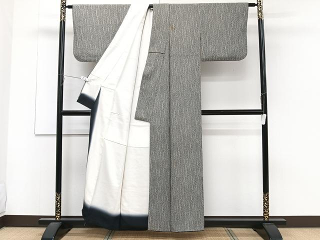平和屋着物■上質な小紋 竹文 黒地 正絹 逸品 CABD2945xi