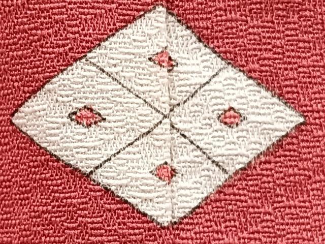 平和屋着物■上質な色無地 菱地紋 真朱色 正絹 逸品 CABD2961xi